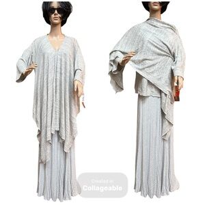 Pure DKNY Gray Marled Linen Knit Draped Front Open Cardigan, NWT M/L